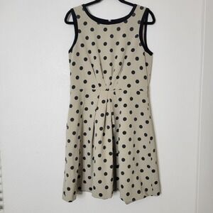 Sleeveless Beige Polka Dot A-Line Dress